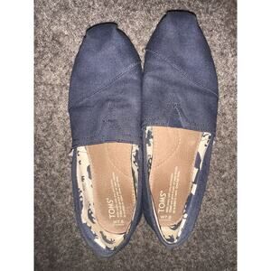 TOMS Women's Blue Canvas Slip-On Lightweight Flats Size 7.5
